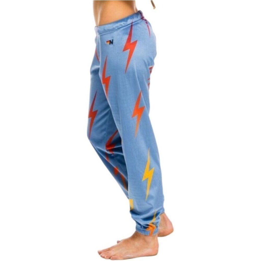 AVIATOR NATION Velvet Lightning Bolt Stitch Repeat AOP Jogger S Sweatpants AN